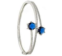 ZENEME Rhodium Plated American Blue Diamond Twilight Bracelet for Girls Women, One size, Brass, Cubic Zirconia