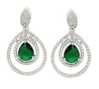 Zeneme Rhodium Plated American Diamond Crystal Earring, Silver Plated, The Last Fancy Double Drop Pendant for Women and Gift for Girls, One Size, Brass, Zircon