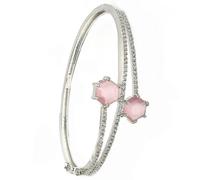 ZENEME Twilight Sparkle Blue American Studded Silver Rhodium Plated Bracelet for Girls and Women, One Size, Brass, Diamond