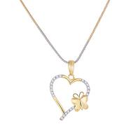 ZENEME Valentine's Day Gift American Diamond Heart Shape Pendant Jewelry for Women & Girls, Free Size, Gold Plated, american diamond