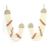 ZENEME Women's Golden 18 K Gold Plated Long Hair Chain Multi Strand Ear Chain Embellished With Pearl For Women and Girls, Medium, Metal, Pearl