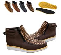Zenfaze Handcrafted Western Cowboy Boots for Men, Men's Square Toe Leather Hand-woven Cowboy Shoes with Double Side Zipper(Coffee,7 UK)