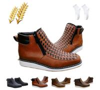 Zenfaze Handcrafted Western Cowboy Boots, Zenfaze Shoes for Men, Square Toe Leather Hand-Wove Work Cowboy Boot with Double Side Zipper(Dark brown,6 UK)