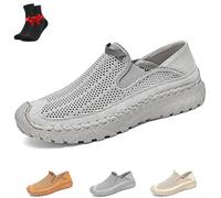 Zenfaze Orthopedic Shoes for Men, Men's Casual Breathable Hollow Mesh Loafers, Outdoor Lightweight Soft Shoes(Grey,9.5 UK)
