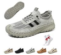 Zenfaze Orthopedic Shoes for Men, Zenfaze Slip on Orthopedic Hiking Shoes with Arch Support, Elastic Laces Light Breathable Non-Slip Mesh Sneakers for Hiking,Sports,Driving(Grey,5 UK)