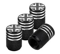 Zenfony 4 Pack Metal Alloy Tyre Valve Caps, Universal Corrosion Re-sistant Black Car Stem Dust Caps, La-ser Engraved Design, Tire Valve Stem Ca-ps for Cars, SUVs, Bicycles, Motorcycles, Trucks