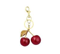 Zenfony Cherry Keyring for Women, Red Glitter Resin Bag Charm, Cute Sparkling Cherry Pendant Accessory for Handbags, Purses, Phone, Wallet and Car Keys