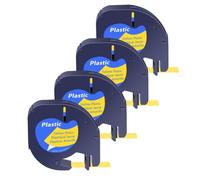 Zenfora Tapes Compatible With Plus LT100H QX50 A91331 A16952 A91333 12mmx4m Label Maker 3 To 10Pcs(4PK Yellow(Plastic))