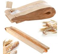 ZENFUN 100 Pack Baguette Kraft Bags with Clear Front Window and 100 Seal stickers, Fresh Breads Loaf Packing Bags, 23"x4"x1.6" Long Bread Kraft Paper Bakery Storage Bag