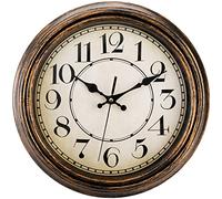 ZENFUN 12''/ 30 CM Round Classic Wall Clock, Battery Operated Quartz Clock Silent Non Ticking Wall Clock, Decorative for Kitchen, Home, Living Room, Farmhouse, Bedrooms, Easy to Read, Bronze