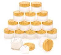 ZENFUN 16 Pcs Glass Cosmetic Containers 50 Gram/50ml Empty Sample Jar with Plastic Lid, Frosted Glass Bottle, Small Makeup Sample Jars, Refillable Travel Jars for Cream, Lotions, Lip Balm