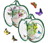ZENFUN 2 Packs Insect and Butterfly Habitat Cages, Monarch Insect Mesh Cage, Caterpillar Enclosure, Butterfly Habitat, Terrarium Pop-up(30 x 30 x 30/12 x 12 x 12)