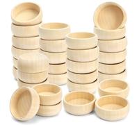 ZENFUN 30 Pack Mini Unfinished Bowl Set for DIY Crafts, Wooden Craft Bowls, Condiment Bowls, Small Round Bowl for Sorting, Dipping Sauce, Nuts, Spice, Candy