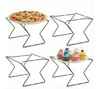 ZENFUN 4 Pack Pizza Stand Holder, 9 Inch Tabletop Pizza Pan Risers, Food Serving Display Stand, Sturdy Iron Wire Food Tray Racks, Great for Party, Buffet, Home, Restaurants, Cafe, Black