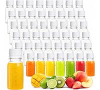 ZENFUN 48 Pcs Small Shot Bottles with Lids, Ginger Shots Bottles with Cap, Mini Clear Plastic Bottles, 60ML/2 Oz Mini Liquor Bottles, Mini Travel Bottles for Juice, Liquids, Whiskey, Milk