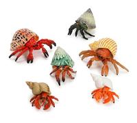 ZENFUN 6 Pack Hermit Crab Figurines, Ocean Sea Animals Figures, Fake Plastic Crab, Realistic Crabs Model, Birthday Gifts Cake Toppers, Home Party Decor