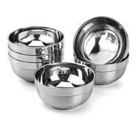 ZENFUN 6 Pack Stainless Steel Bowls, 17.5 Oz/500ml Double Walled Insulated Snack Bowl Set, Lightweight Salad Bowls Metal Soup Bowls Multipurpose Dinner Bowl for Rice, Fruit, Cereal, Dishwasher Safe