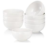 ZENFUN 8 Pack 26 Oz/740 ML Melamine Bowls, White Soup BowlNSalad Bowls, Lightweight & Stylish Unbreakable Vessels for Pasta, Cereal, Soup, BPA Free, Dishwasher Safe