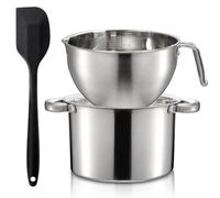 ZENFUN Double Boiler Pot Set with Silicone Spatula, 2000ml/1.8QT Chocolate Melting Pot with 2800ml/2.5QT Stainless Steel Pot, Candy Melting Pot, Chocolate Melter for Butter, Caramel, Cheese, Wax