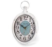 ZENFUN Oval Retro Wall Clock, Rustic Silent Clocks, Elegant Vintage Style, White Antique Design, Battery Operated Non Ticking Wall Clock for Kitchen,Farmhouse, Office(12" H x 6.7" W)