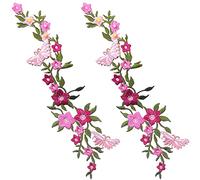 ZENG 2PCS Butterfly Flower Embroidered Iron-On Patches - 10.23"x2.75" Sew-On Appliqué for Jeans, Hats, Bags - Multicolo