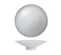 Zeng25liangOu-12 Fruit Dessert Presentation Ripple Pattern Pedestal Serving Bowl Ceramic Fruit Snack Bowl Decorative Tableware for Kitchen Dining Decorative Bowls(White)