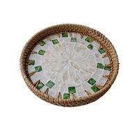 Zeng25liangOu-12 Fruit Dessert Presentation Simple Shell Splicing Disc, Fruit Plate, Breakfast, Bread, Dim Sum, Fruit Basket Decorative Bowls(Green Grass)