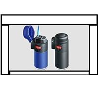 ZENGA Black Or Blue Rubber Windproof Jet Lighter With Flame Lock, See-Through, Modern Style, Blue Color