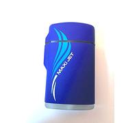 ZENGA Rubber Maxi Jet ZL10 Zenga Lighter, Electronic Refillable Jet Flame Lighter, Transparent Base, Blue