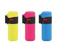 Zenga ZL1 Jet Flame Lighter Rubber Wind Proof Jet Flame Soft Touch Lighter High Temp 1000-1.300°C Neon Colours Yellow Pink and Sky Blue Set of 3