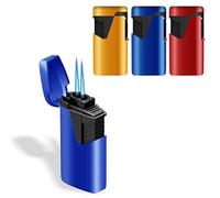 Zenga ZL9 ZL-9 Twin Turbo Jet Windproof Blue Flame Rubberized Lighter & Tigerbox Safety Matches