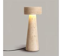 zenggp Natural Travertine Table Lamp, Wabi-sabi Minimalist Style Desk Stone Lamp, Dimmable Bedside Lamp With 3-Way Light Color, Sculptural Art Decor For Bedroom Living Room Entryway