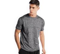 Zengjo Gym Tops for Men Quick Dry Short Sleeve(Marled Charcoal,S)