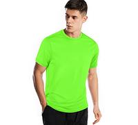Zengjo Mens Sports Tops Quick Dry Short Sleeve(Neon Green,XXL)