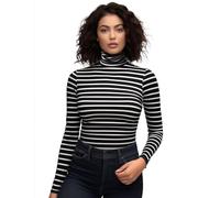Zengjo Womens Turtleneck Tops Long Sleeve Stretch(Black/White,L)