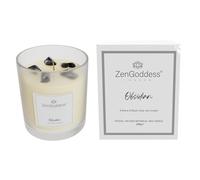 ZenGoddess London Crystal Candle, Black Cedar and Juniper Scented Candle, Luxury Fragranced Candle, Soy Wax, Long Burning: 40 Hours Burn time, Gifts for Women (Obsidian)