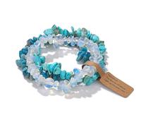 ZENGSING 3 Pcs Natural Stone Healing Crystal Bracelets, Healing Bracelet, Beaded Bracelets Jewellery, Crystal Anxiety Bracelet for Birthday Christmas, Inspirational Gifts for Women (Blue pine)