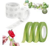 ZENGSING Balloon Glue Dots 3 Roll Florist Tape 300 pcs Removable Balloon Sticky Spots Florist Stem Wrap Double Sided Glue Dots Bouquet Tape 20 Yard/Roll for Party DIY Craft (Green)