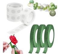 ZENGSING Balloon Glue Dots 3 Roll Florist Tape 300 pcs Removable Balloon Sticky Spots Florist Stem Wrap Double Sided Glue Dots Bouquet Tape 20 Yard/Roll for Party DIY Craft (Dark Green)