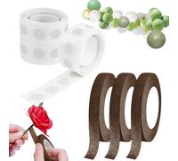 ZENGSING Balloon Glue Dots 3 Roll Florist Tape 300 pcs Removable Balloon Sticky Spots Florist Stem Wrap Double Sided Glue Dots Bouquet Tape 20 Yard/Roll for Party DIY Craft (Brown)