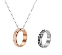 ZENGSING Circle Ring Necklace Stainless Steel Spinner Ring with Curb Chain Necklace Ring Keeper Necklace Mens Spinner Rings for Anxiety Ring Holder Necklace Promise Rings Necklace (60CM)
