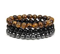 ZENGSING Gemstone Stone Bracelet, 3 Pcs Chakra Bracelets for Women, Natural Beaded Bracelets, Crystal Stone Beaded Bracelet 8mm, Natural Stone Beaded Stretch Bracelet for Women Men Teens (Color G)