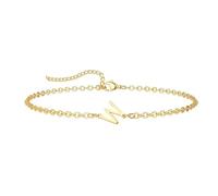 ZENGSING Gold Plated Initial Bracelets for Women Girls Letter Initial Bracelet Adjustable A-Z Capital Initial Charm Bracelet Gold Bracelet Gifts for Womens Girls (W)