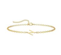 ZENGSING Gold Plated Initial Bracelets for Women Girls Letter Initial Bracelet Adjustable A-Z Capital Initial Charm Bracelet Gold Bracelet Gifts for Womens Girls (N)