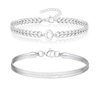 ZENGSING Men's Bracelet Stainless Steel Bracelets Curb Chain Bracelet Men's with Letters 2 Pieces Silver Men's Bracelets A-Z Bracelet Birthday Gifts for Men Dad Boyfriend Son Brother Husband, Große,