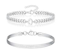 ZENGSING Men's Bracelet Stainless Steel Bracelets Curb Chain Bracelet Men's with Letters 2 Pieces Silver Men's Bracelets A-Z Bracelet Birthday Gifts for Men Dad Boyfriend Son Brother Husband, Große