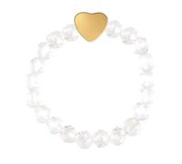 ZENGSING Natural Stone Beadring Beaded Elastic Rings with Heart Pendant Women Beaded Ring Beads Gemstone Bead Stackable Ring Stretch Crystal Rings for Women Girls (Phantom)