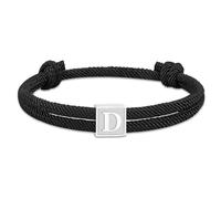 ZENGSING Nautical Rope Braided Bracelet Letter Surfer Bracelet Rope Bracelet for Men with Silver Letter A-Z Adjustable Black Nautical Bracelet Paracord Bracelets for Men Boys (Black-D)