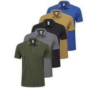 ZENGVEE 5 Pack Men's Polo Shirts Golf Polo for Men Adult Moisture Wicking Quick Dry Breathable Work Shirts Short Sleeve Multipack Tshirts Sport Top T-Shirts（0428-BlackGG Blue Khaki-S）