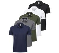 ZENGVEE 5 Pack Men's Polo Shirts Golf Polo for Men Adult Moisture Wicking Quick Dry Breathable Work Shirts Short Sleeve Multipack Tshirts Sport Top T-Shirts（0428-BlackGG Navy White-2XL）